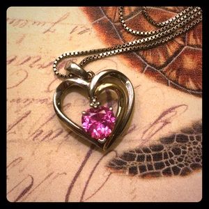 Silver & Gold Pink heart necklace